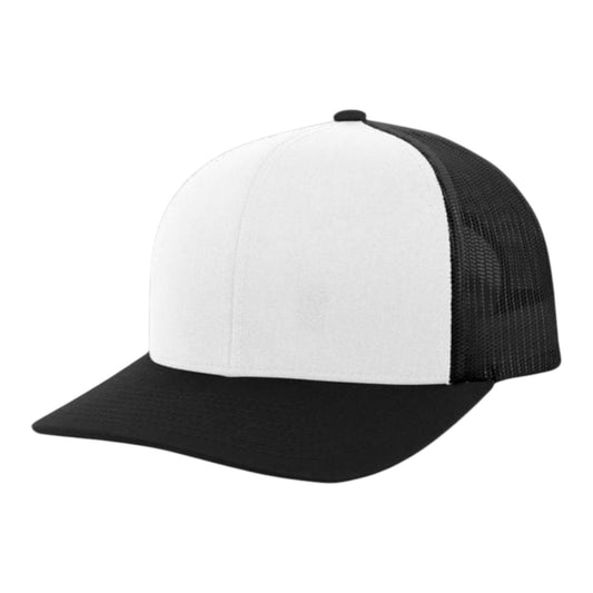 Black and white trucker cap on a white background