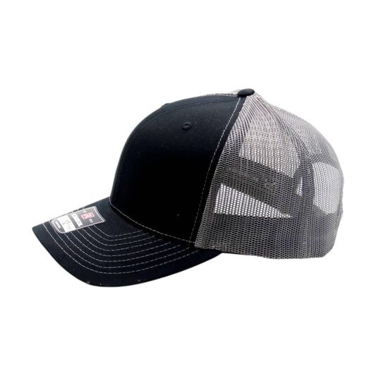 Black and gray mesh cap on a white background