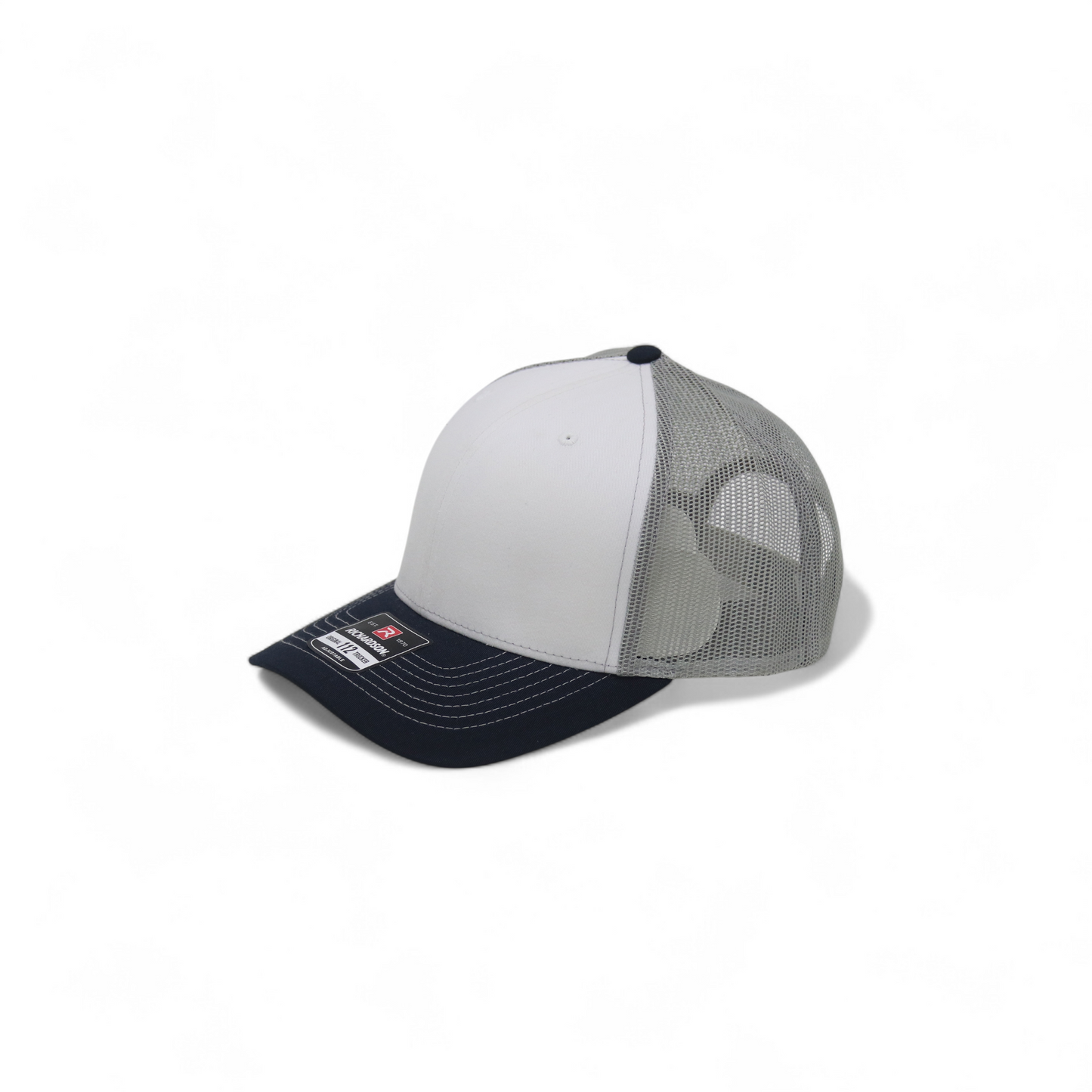 Richardson White Navy Gray Mesh Trucker Cap