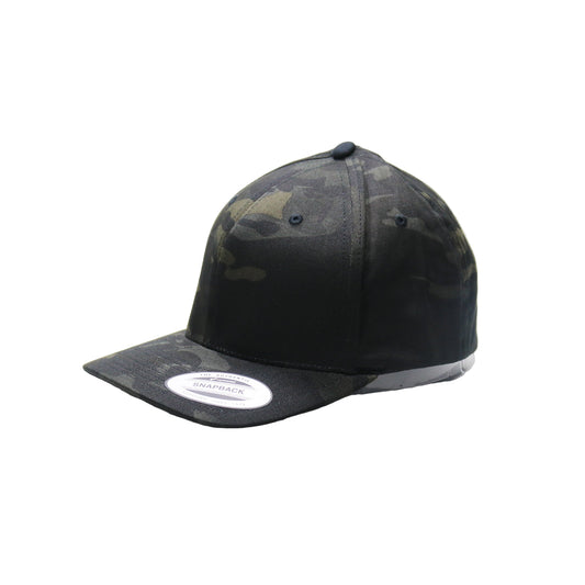 Black camouflage baseball cap on a white background