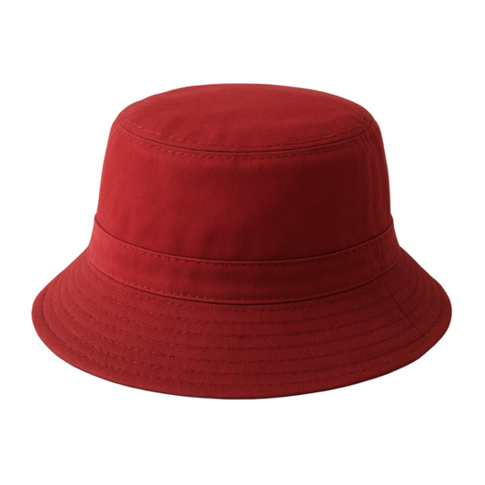 Red bucket hat on a white background