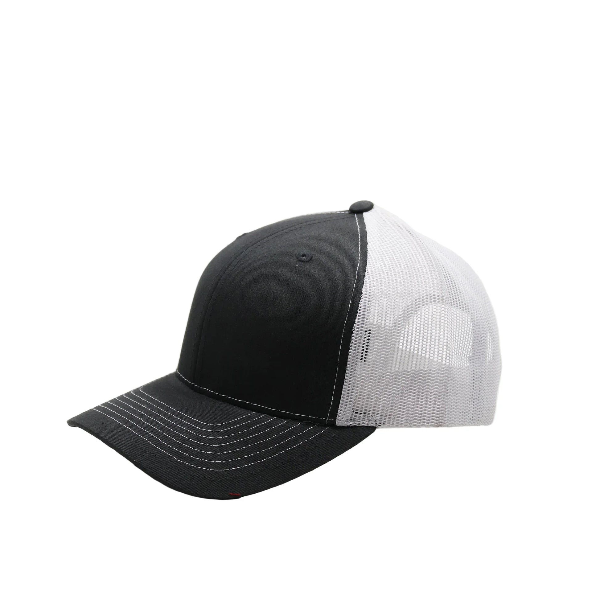 Black and white cap on a light gray background