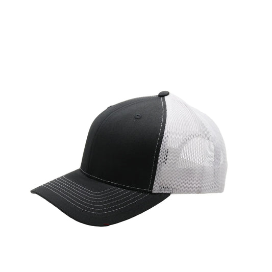 Black and white cap on a light gray background