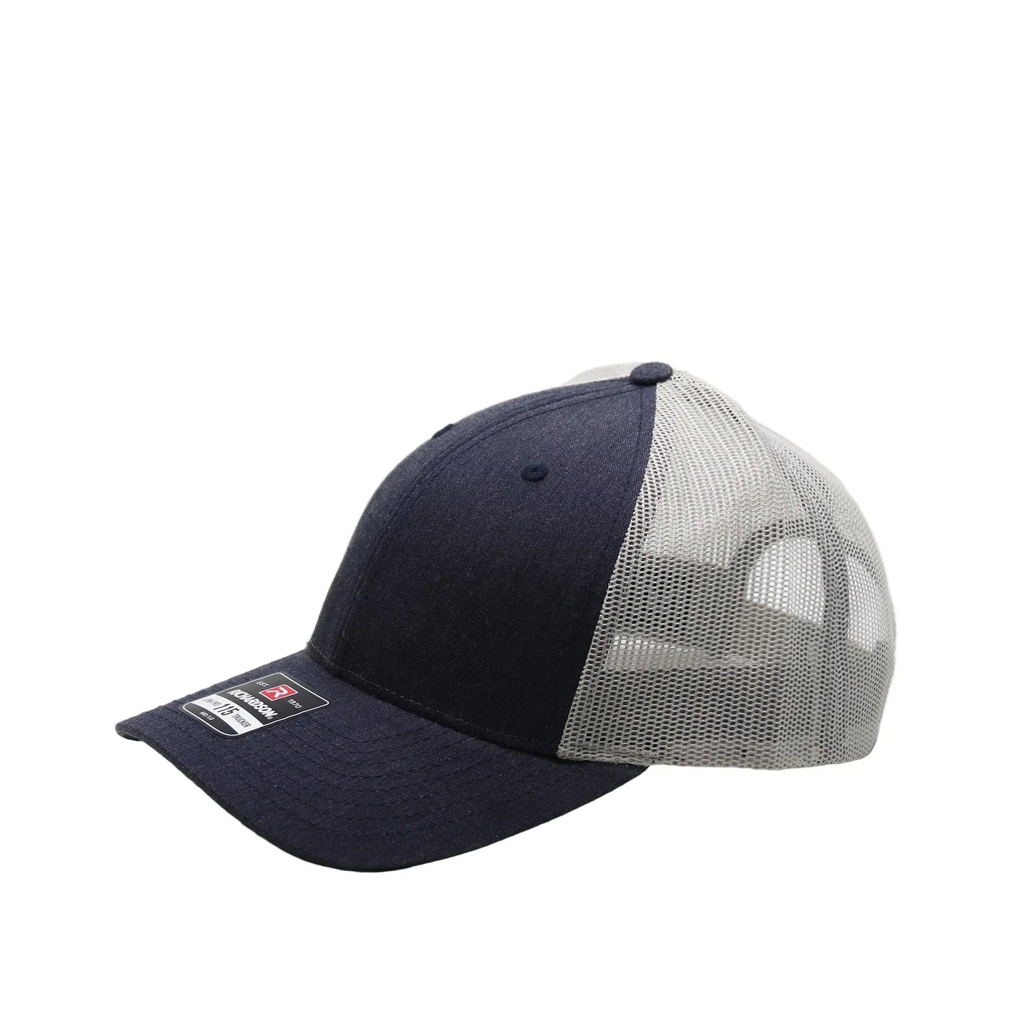 Navy and gray baseball cap on a white background
