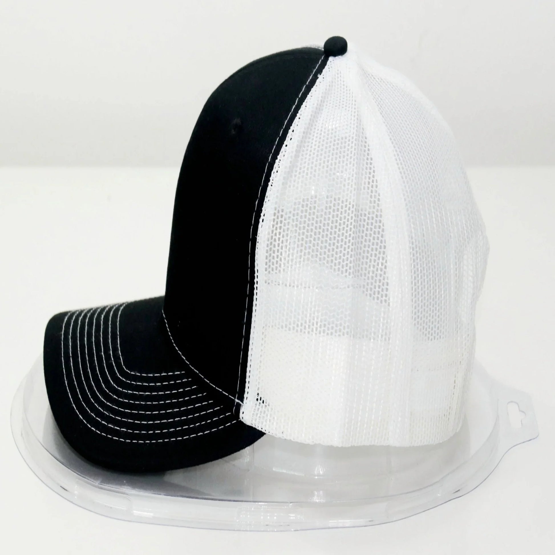 Black and white cap on a white background
