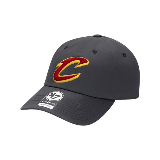 Gray cap with a red and yellow logo on a white background