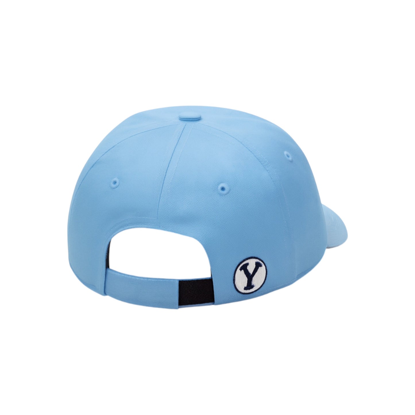Light blue baseball cap with a logo on a white background