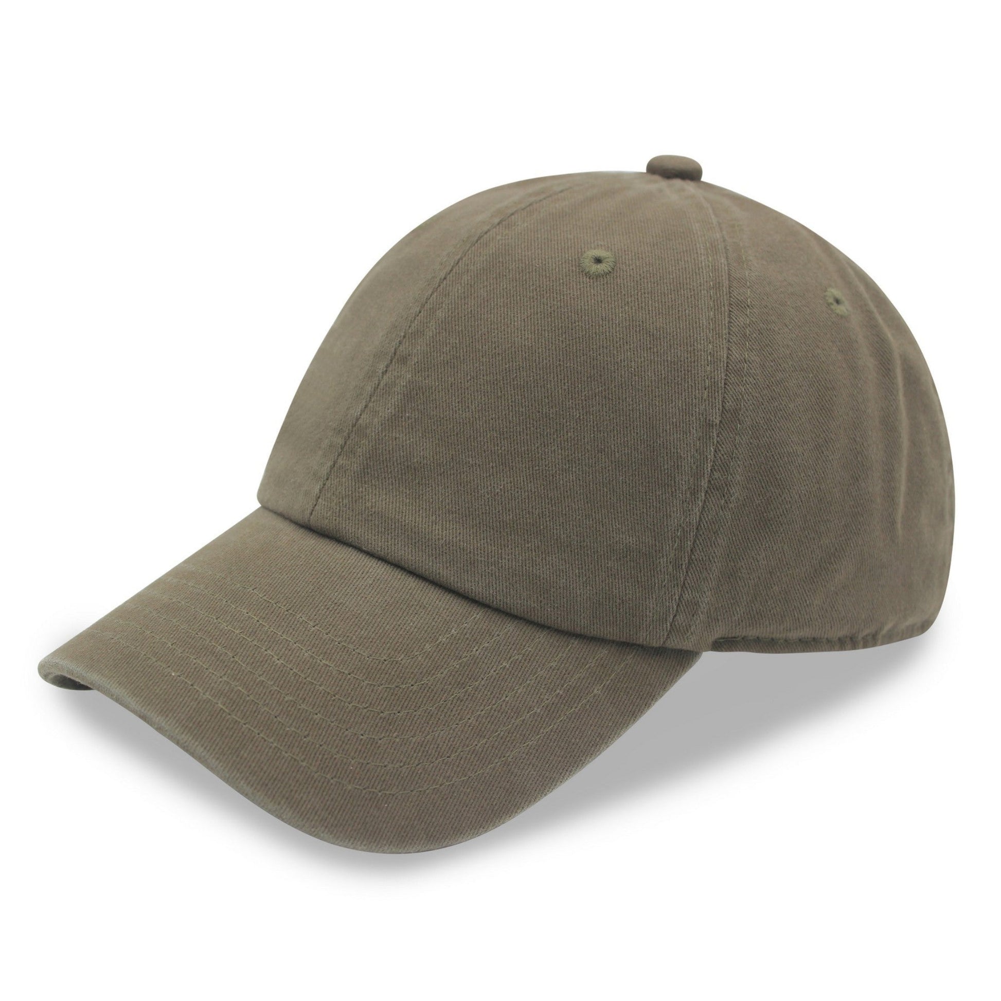 Plain Olive Green Dad Hat, Washed Cotton Baseball Cap