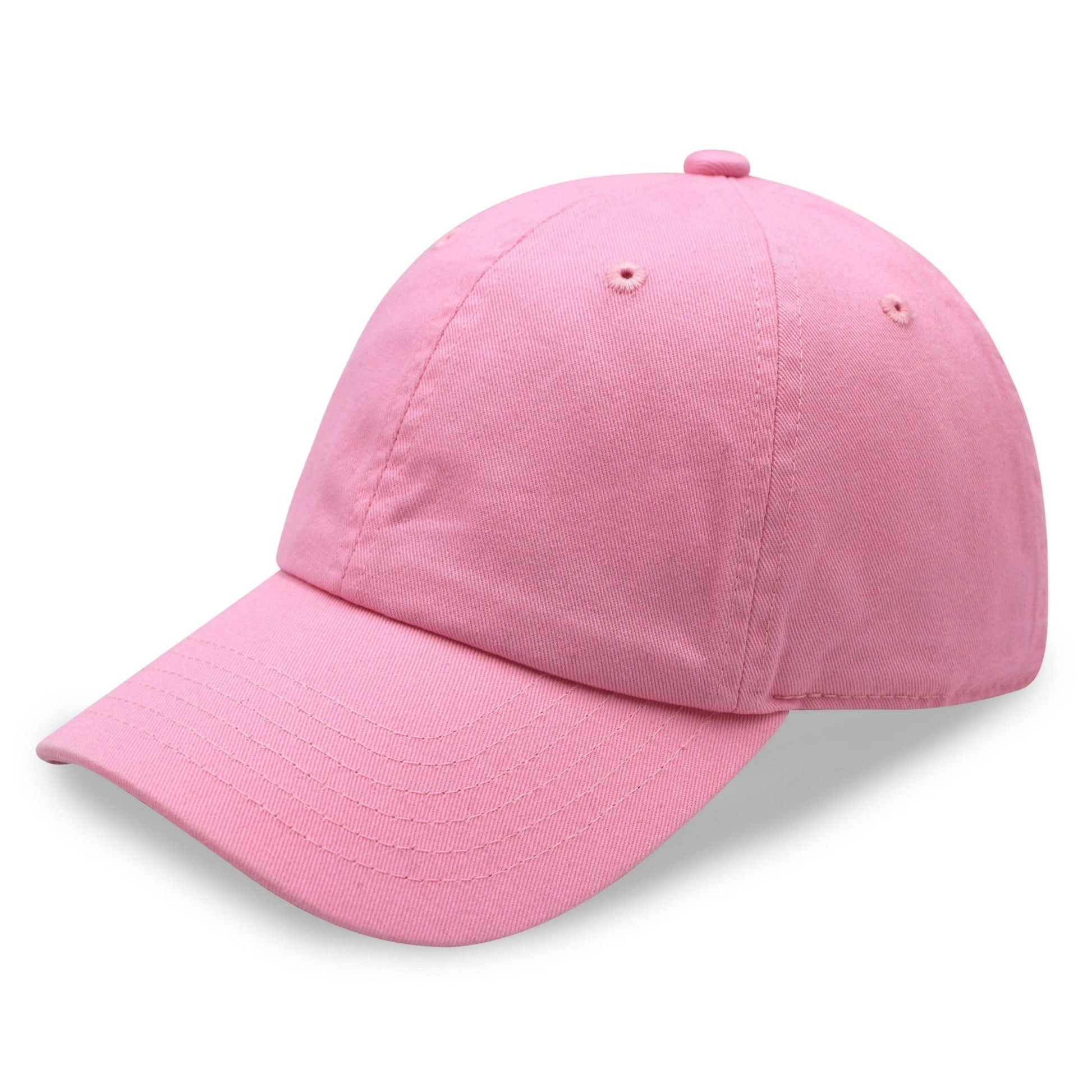 Plain Pink Dad Hat, Unstructured Cotton Baseball Cap