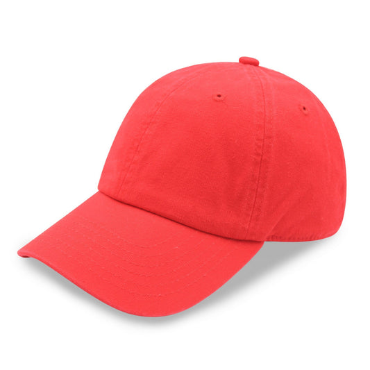 Plain Red Dad Hat, Washed Cotton Unstructured Baseball Cap
