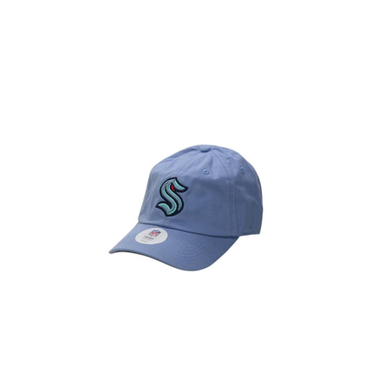 Light blue cap with a logo on a white background