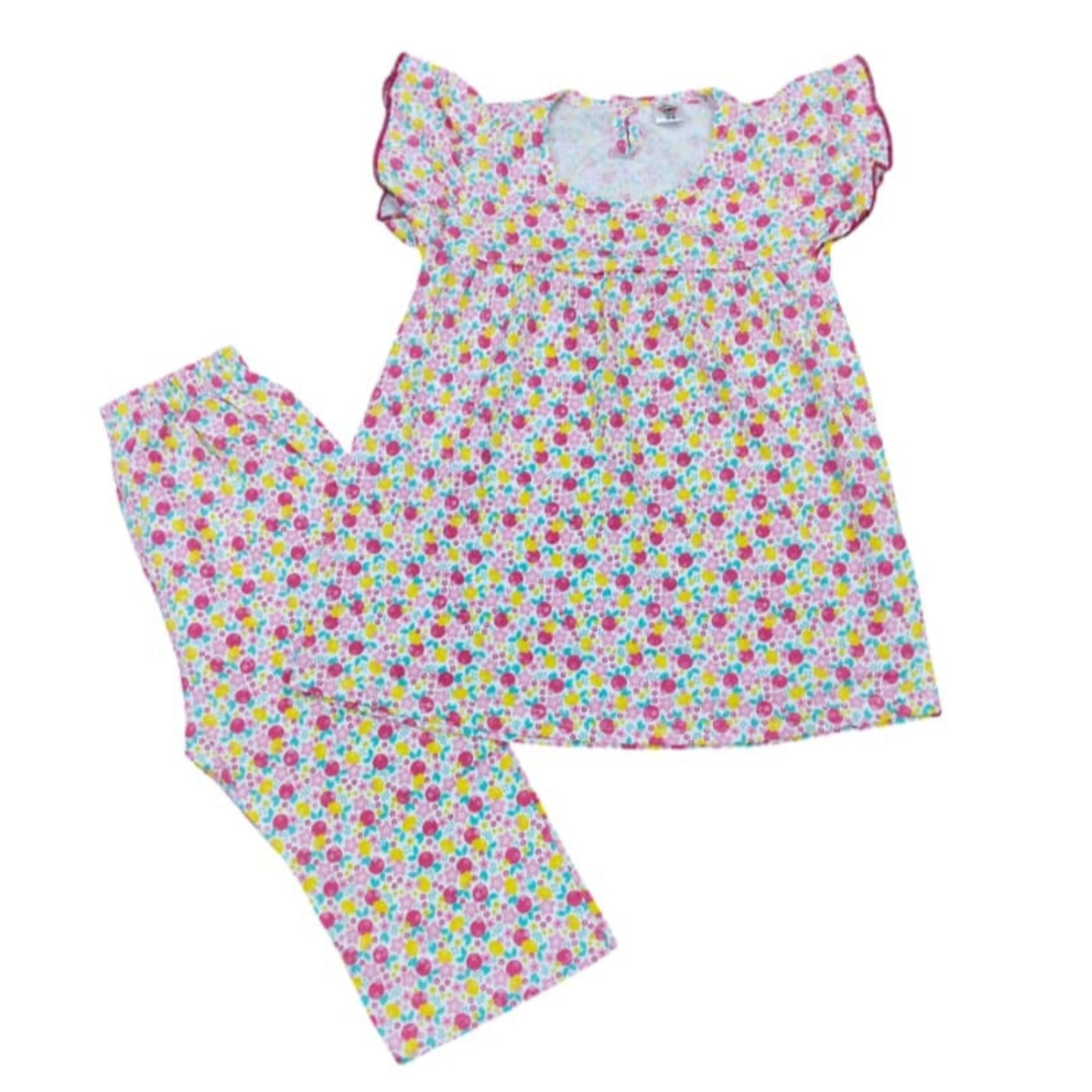 Floral pajama set on a white background