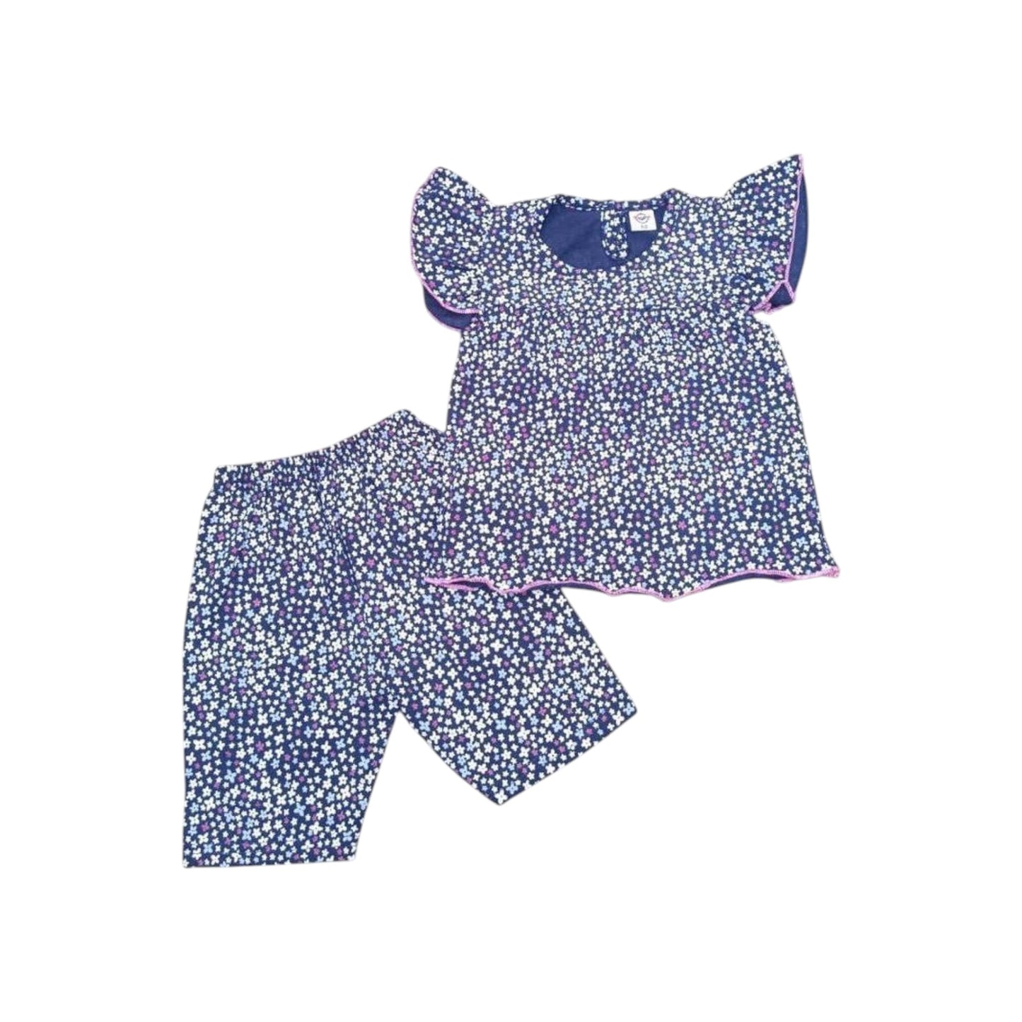 Bayi Perempuan Multi Flower Print Cotton Seluar & Top Set | Pakaian Kanak-kanak Lembut
