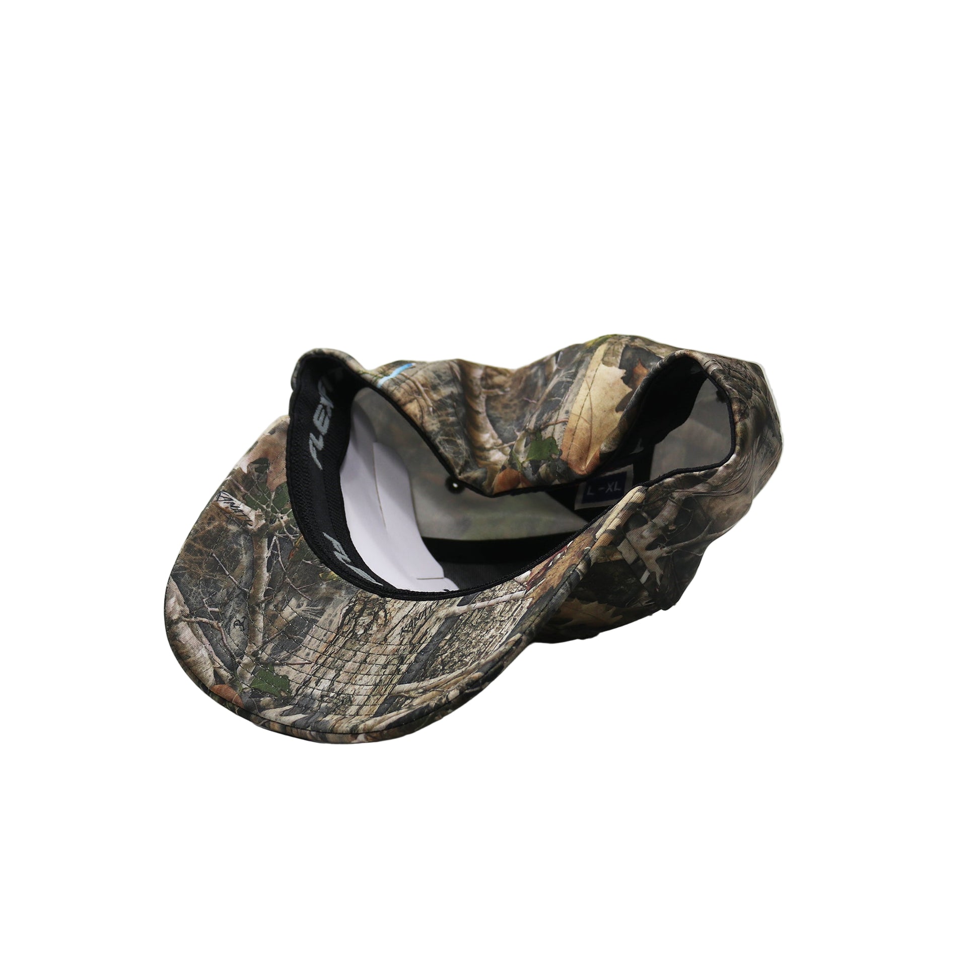 Camouflage-patterned cap on a white background