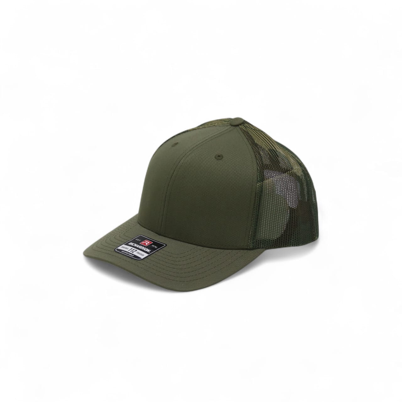 Green baseball cap with mesh back on a white background