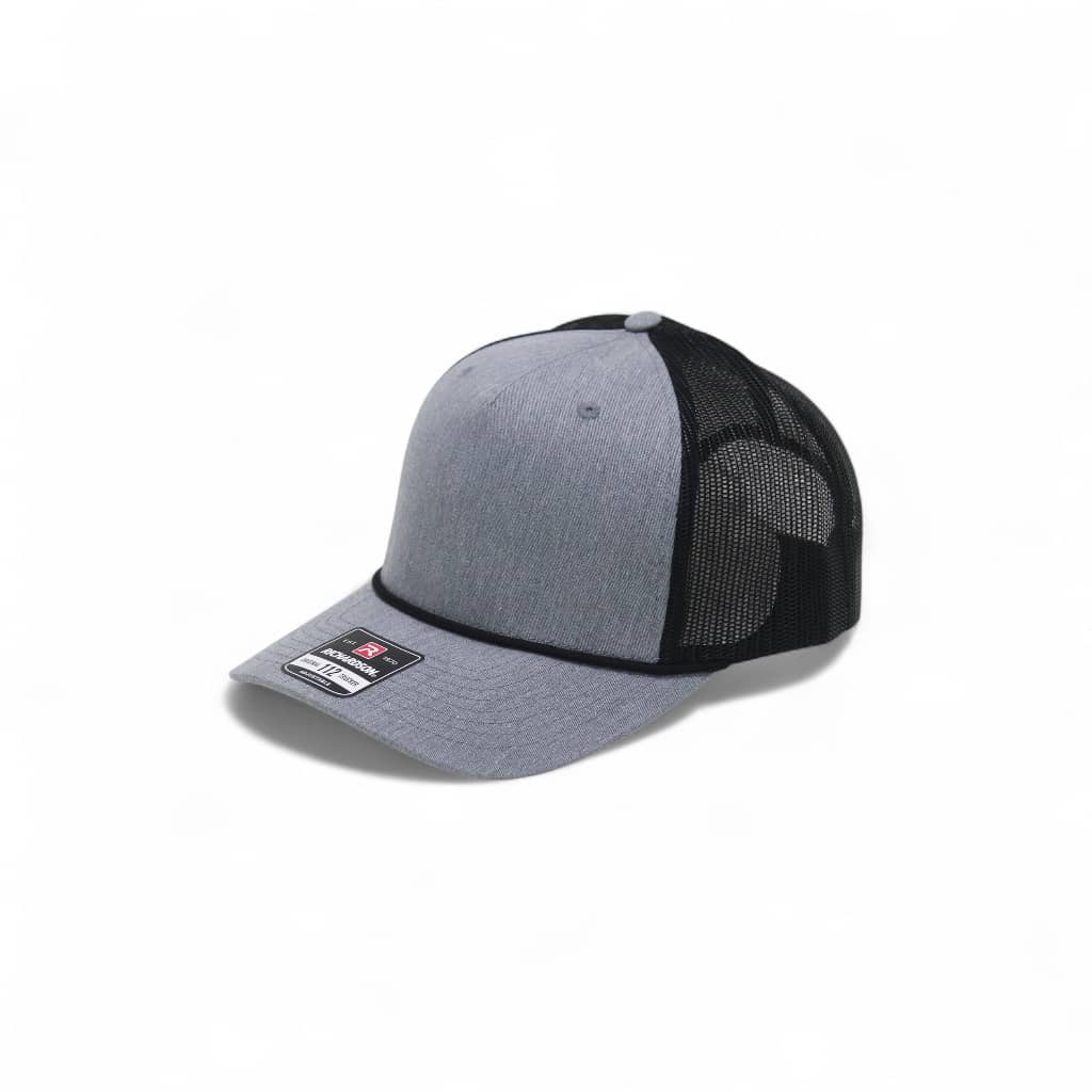 Gray and black cap on a white background