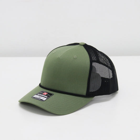 Green cap with black mesh back on a white background