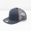 Gray mesh cap with a brand logo on a white background