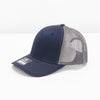 Navy and gray cap with mesh back on a white background