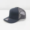 Navy blue cap with mesh back on a white background