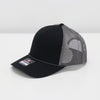 Black and gray mesh cap on a white background