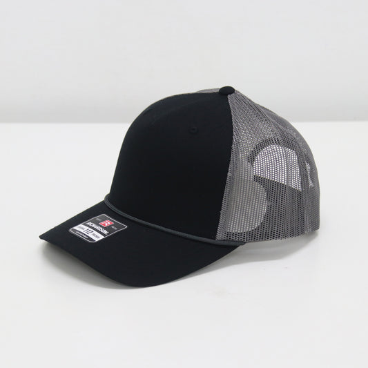 Black and gray mesh cap on a white background