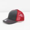 Gray and red baseball cap on a white background