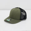 Green and black baseball cap on a white background