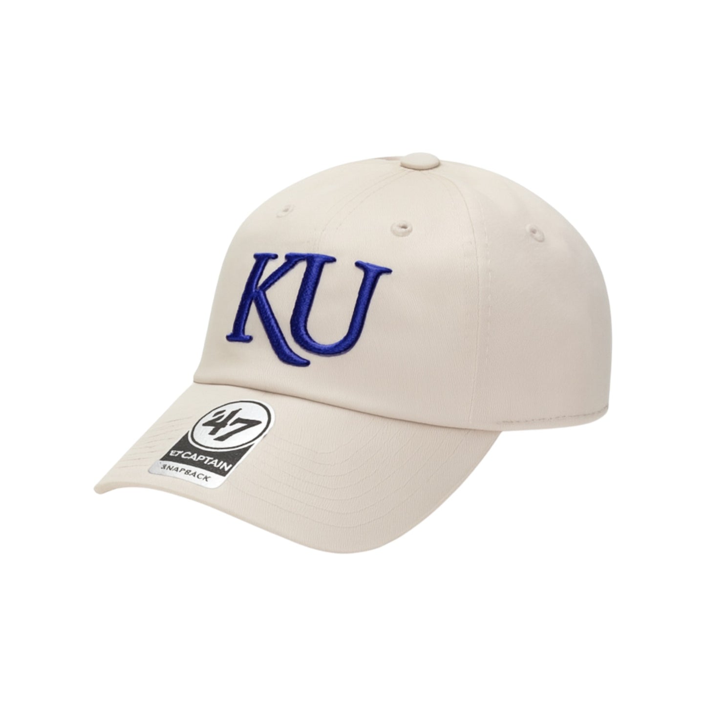 Beige cap with 'KU' logo on a white background
