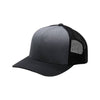 Black and gray trucker cap on a white background
