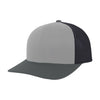 Gray and black trucker cap on a white background