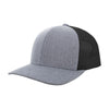 Gray and black trucker cap on a white background