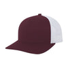 Maroon and white cap on a white background