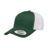 Green and white snapback cap on a white background