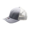 Gray mesh cap with a brand logo on a white background