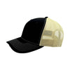 Black and beige mesh cap on a white background