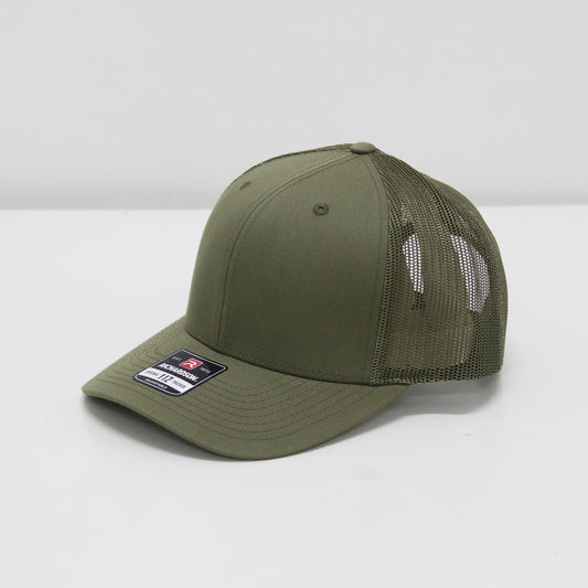 Green baseball cap with mesh back on a white background
