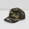 Camouflage baseball cap with mesh back on a white background