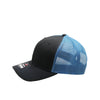 Black and blue mesh cap on a white background