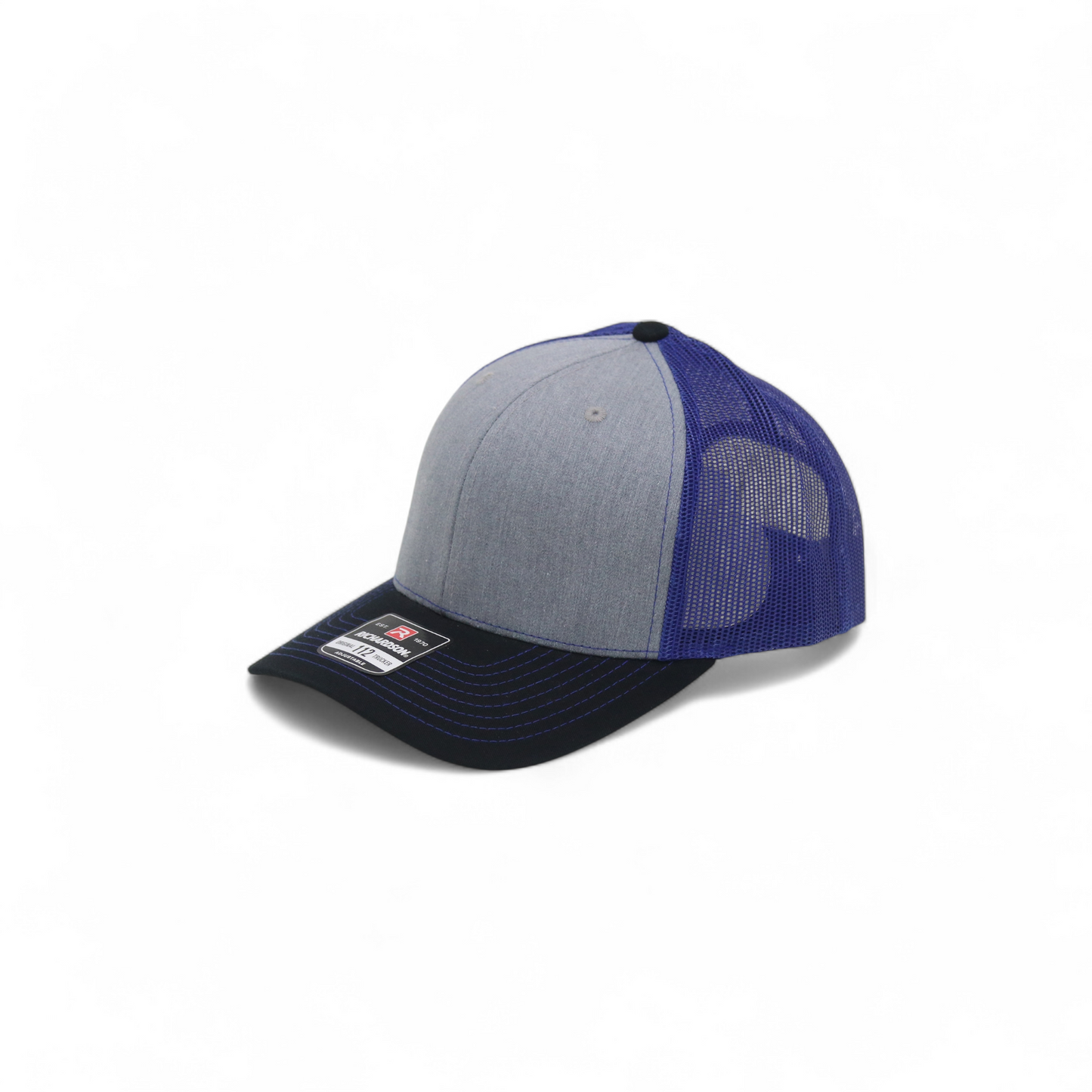 Heather Gray Navy and Black Mesh Trucker