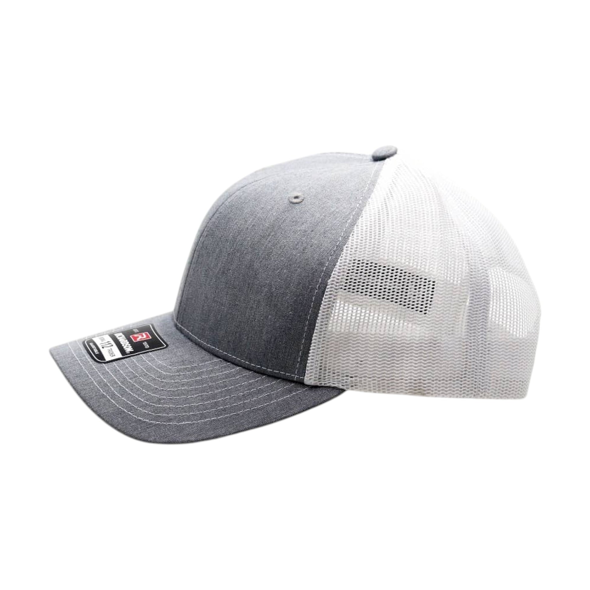 Gray and white cap with mesh back on a white background