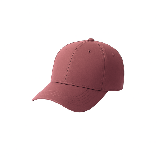 Maroon baseball cap on a light beige background
