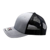 Gray and black cap with mesh back on a white background