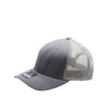 Gray baseball cap with mesh back on a white background