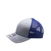 Gray and blue baseball cap on a white background