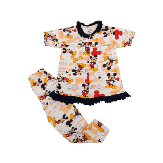 Children's pajama set with Mickey Mouse design on a white background