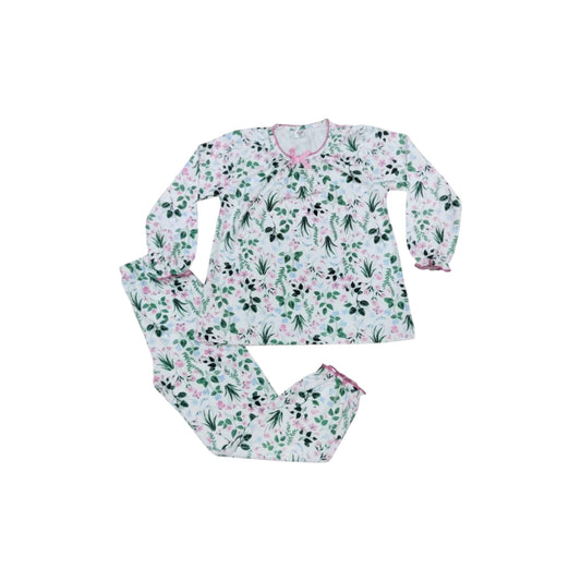 Floral pajama set on a white background