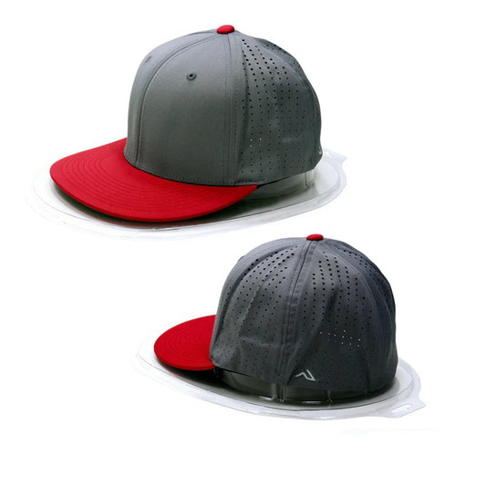 Gray and red baseball cap on a white background