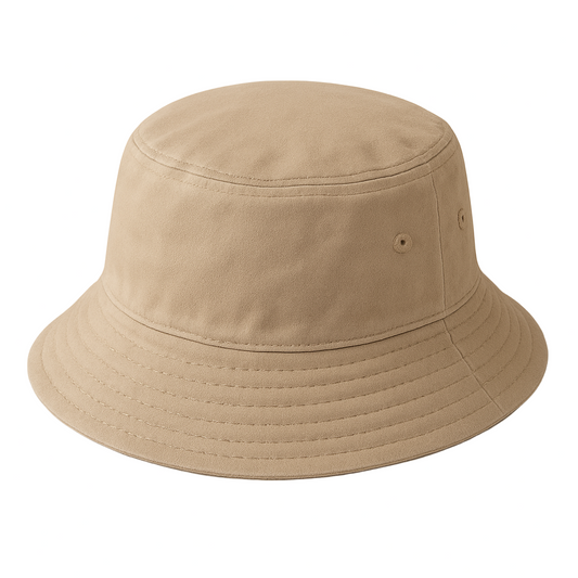 Khaki Cotton Bucket Hat - Unisex Everyday Essential..
