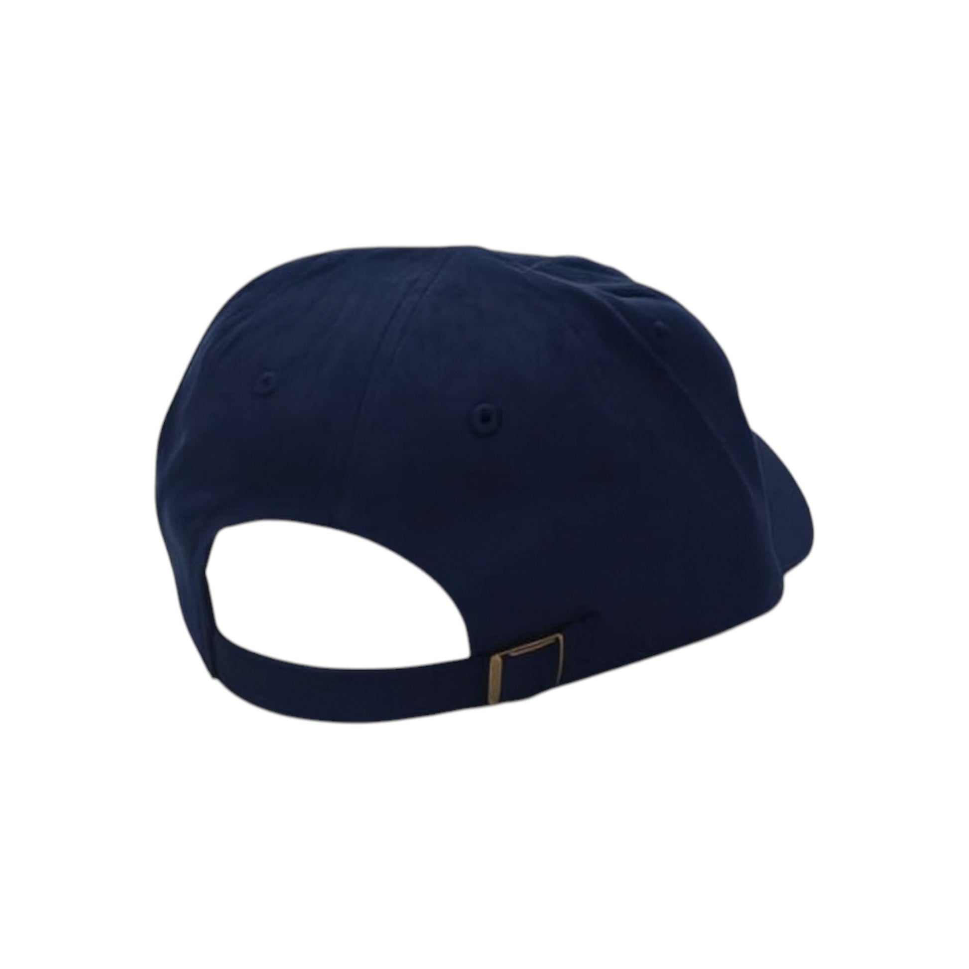 Navy blue cap with a white interior on a white background